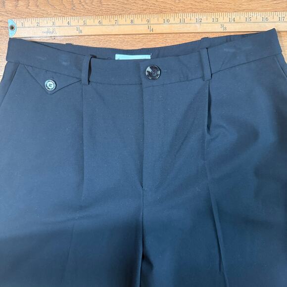 MNG by Mango Black Pants SZ 12 Pleated Straight Work Career Minimalist Academia - Picture 8 of 10
